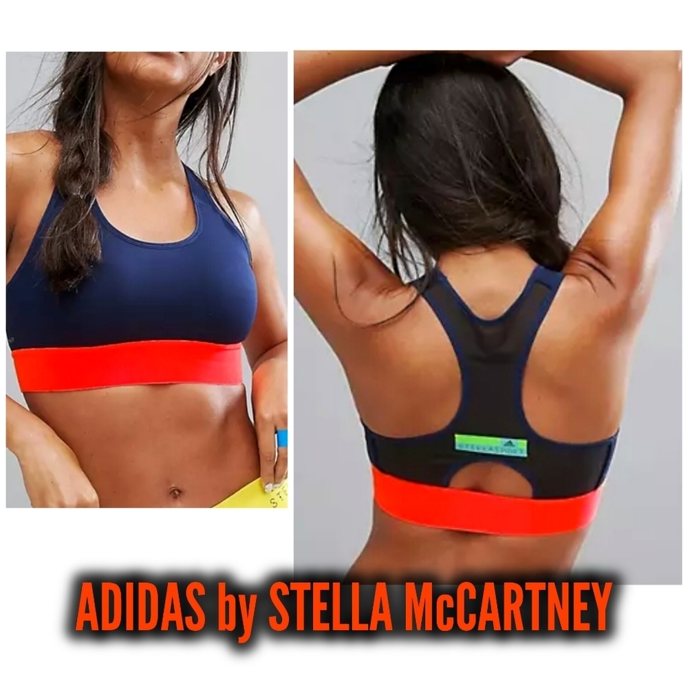 Adidas by Stella McCartney Navy and Orange Sports Bra